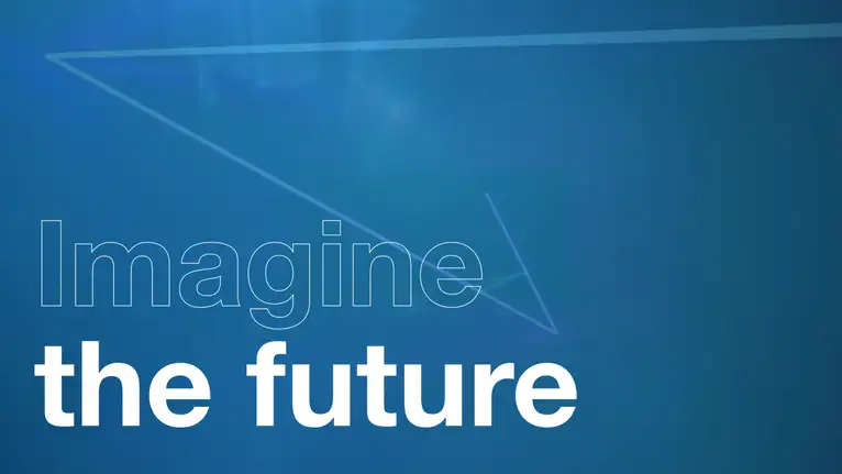 Text on blue background reads Imagine the future.