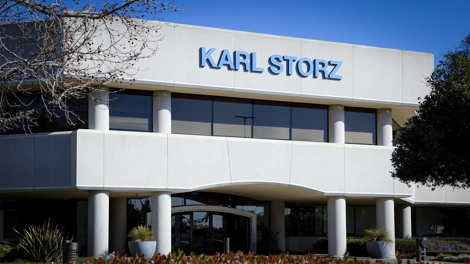 Front view of the Karl Storz building with company name displayed on the upper facade.