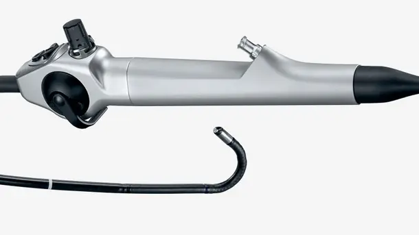 Flexible medical endoscope with control handle and bending insertion tube.