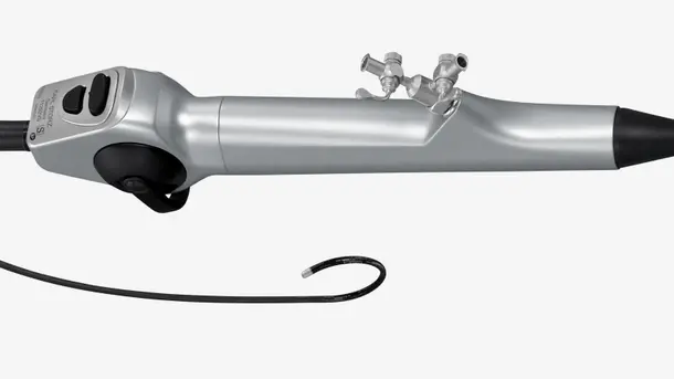 Flexible medical endoscope device with control section and a thin insertion tube.