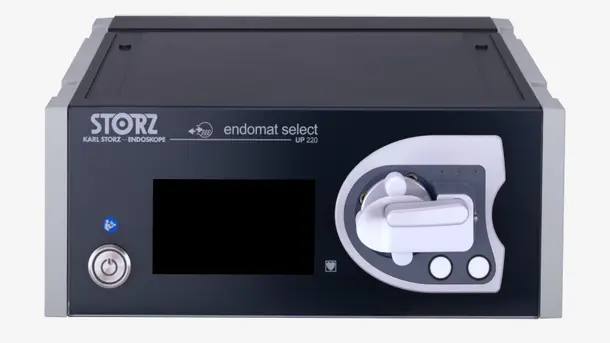 Front view of a Karl Storz endomat select UP 220 endoscopy pump device.