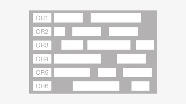 Operating room schedule chart with labeled rows from OR1 to OR6.