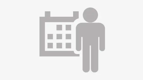 Person icon standing next to a calendar symbol.