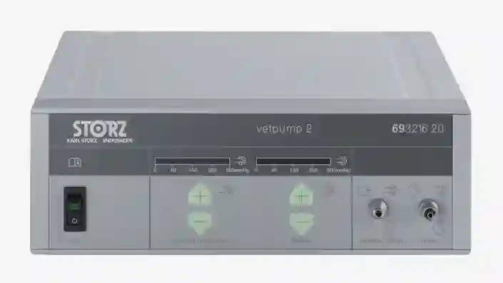 Front view of a Karl Storz Vetpump 2 veterinary endoscopy irrigation and suction pump.